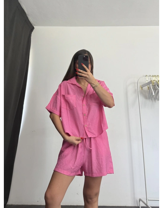 Flor Şortlu Takım - Pembe