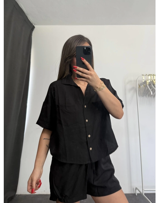 Flor Şortlu Takım - Siyah