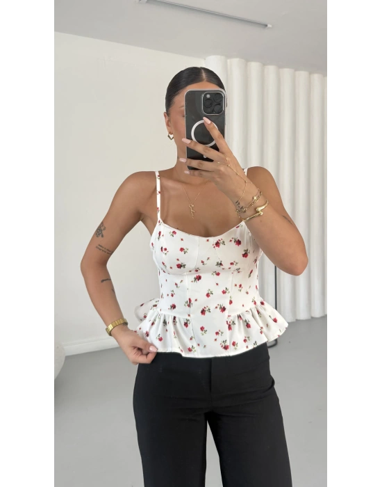 Floral Askılı Crop