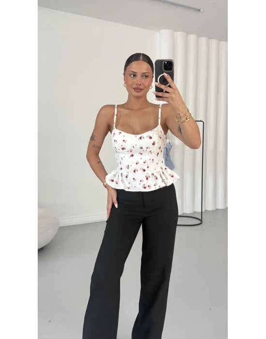Floral Askılı Crop