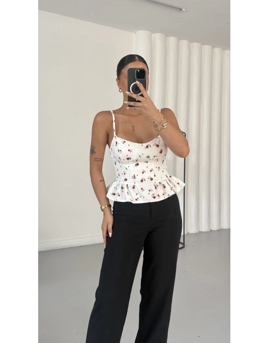 Floral Askılı Crop