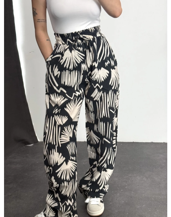flowers Oversize Pantolon - Lacivert