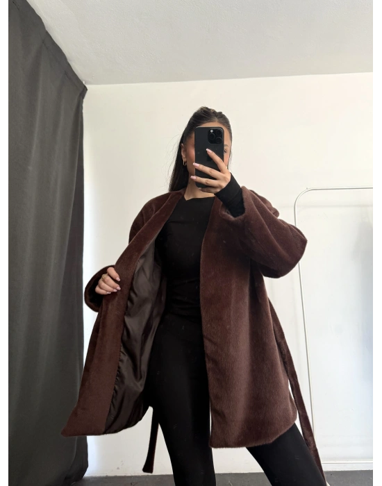 Fox Kuşaklı Kaban - Kahve