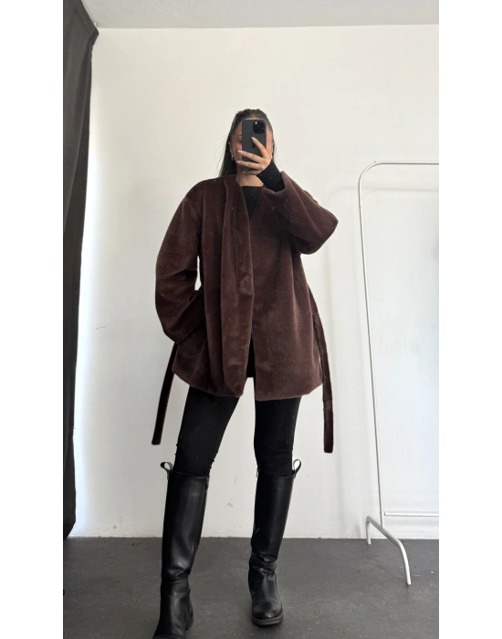 Fox Kuşaklı Kaban - Kahve