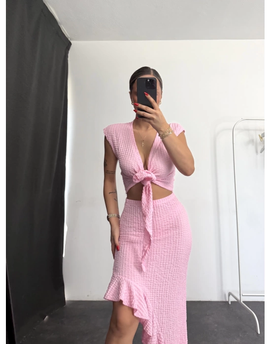 Freya Fırfırlı Takım - Pembe