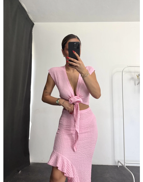 Freya Fırfırlı Takım - Pembe