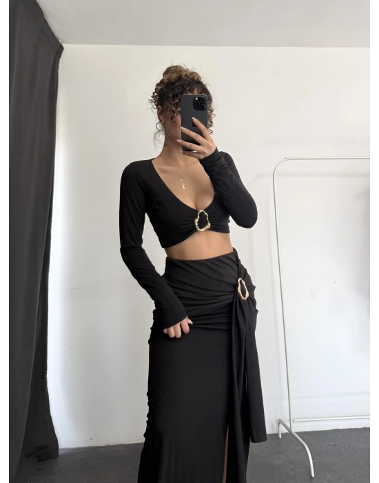 Gianna Toka Detay Takım - Siyah