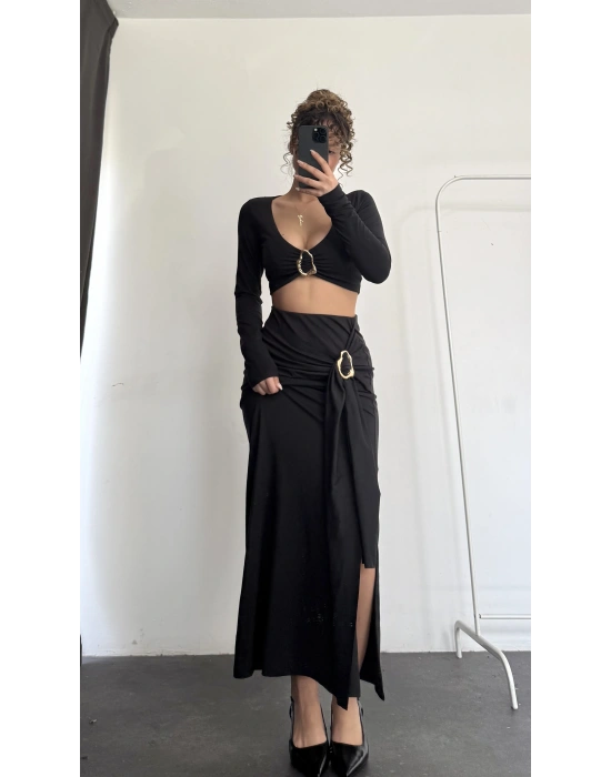 Gianna Toka Detay Takım - Siyah