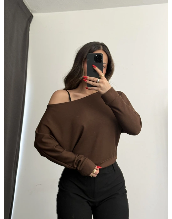 Gina Yarasa Kol Bluz - Kahve