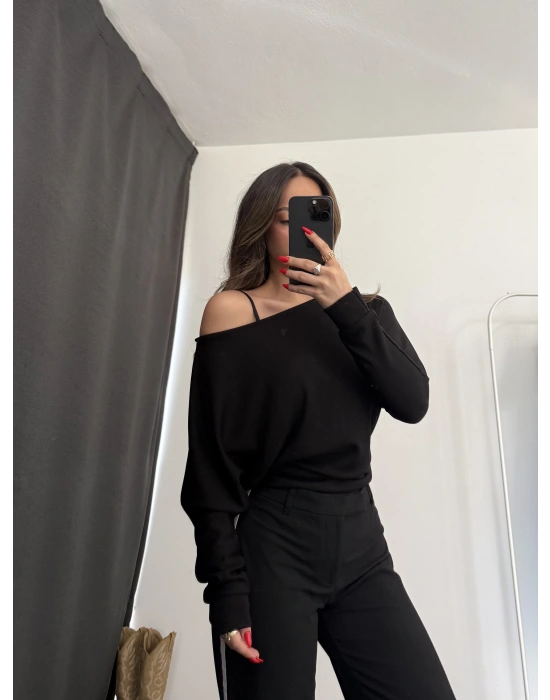 Gina Yarasa Kol Bluz - Siyah