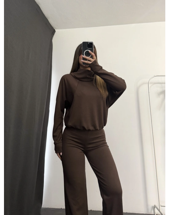 Grace Uzun Yaka Takım - Kahve