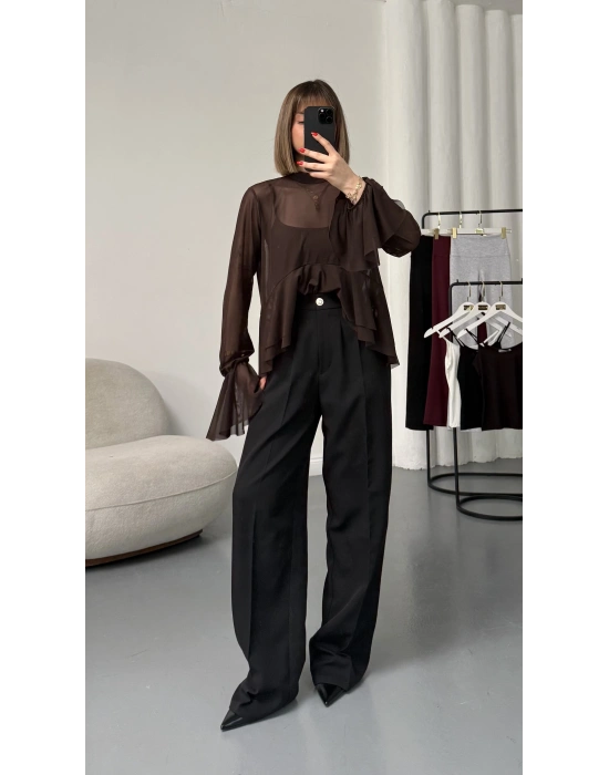 Greta Pensli Palazzo Pantolon - Siyah