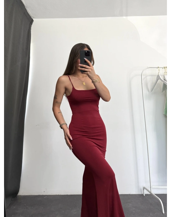 Gusto Elbise -Bordo
