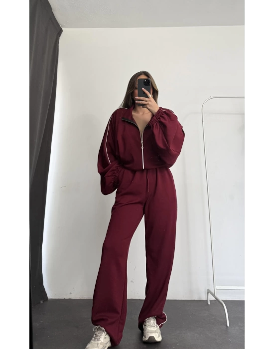 Haley Şeritli Eşofman Takımı - Bordo