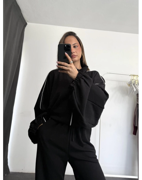 Haley Şeritli Eşofman Takımı - Siyah