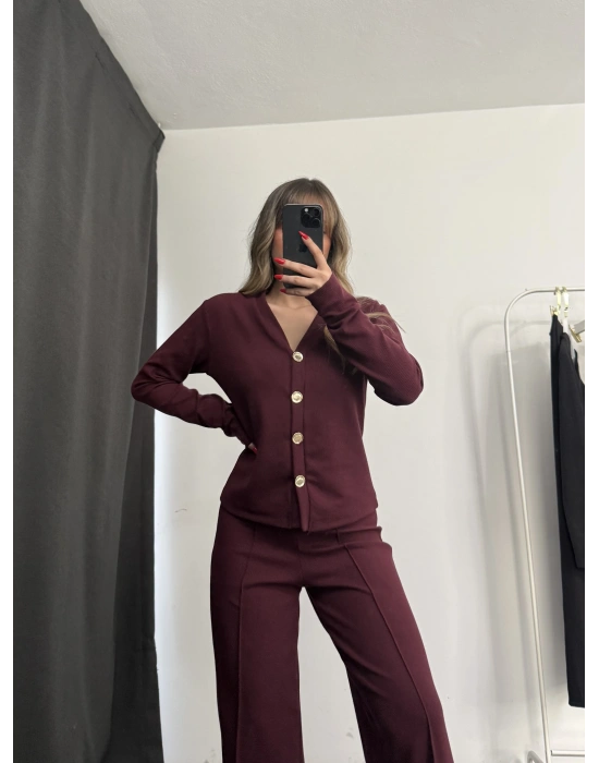 Hanna Hırka Takım - Bordo