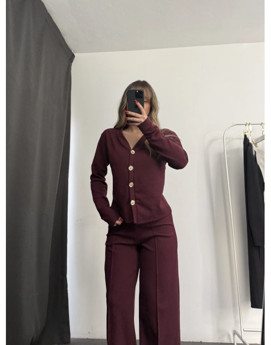 Hanna Hırka Takım - Bordo