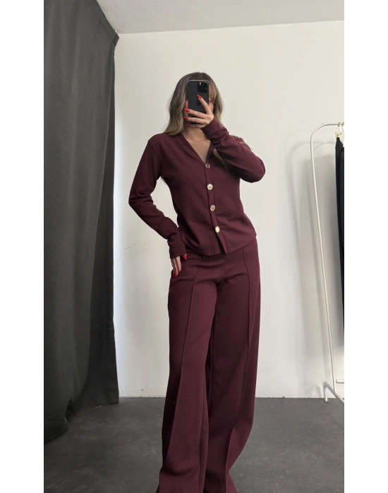 Hanna Hırka Takım - Bordo