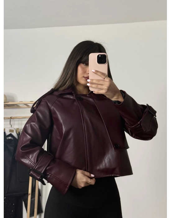 Henna Lüx Deri Ceket - Bordo