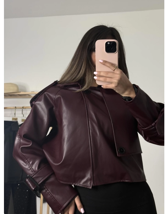 Henna Lüx Deri Ceket - Bordo