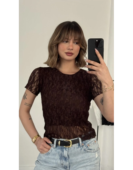 India Dantel Crop - Kahve