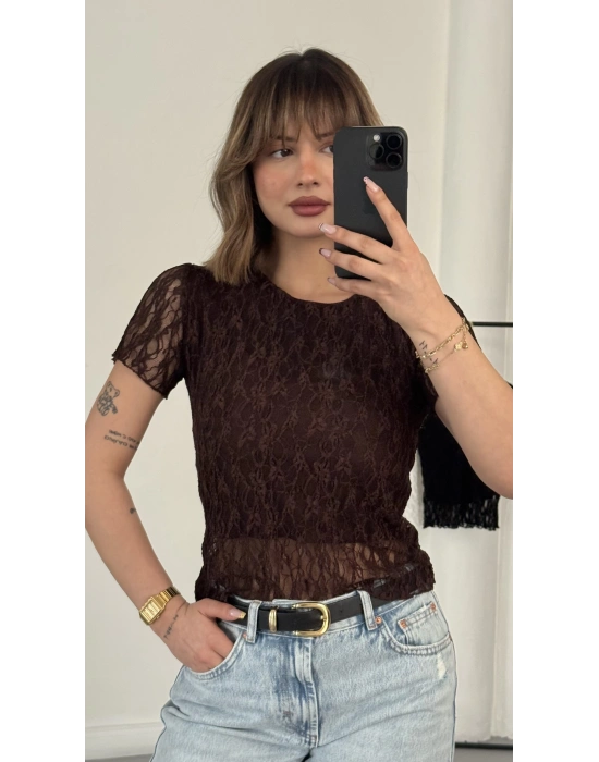 India Dantel Crop - Kahve