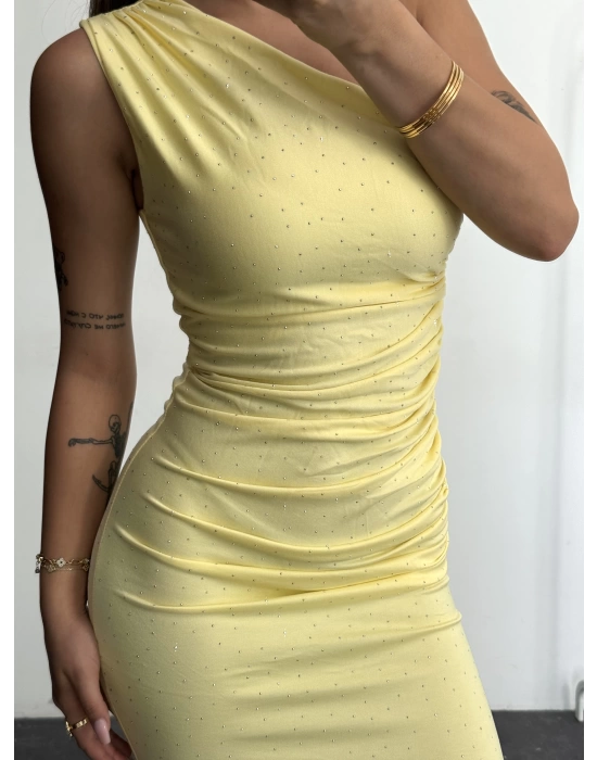 Jade Taşlı Elbise - Sarı