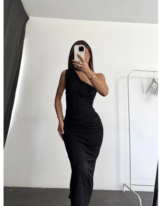 Jade Taşlı Elbise - Siyah