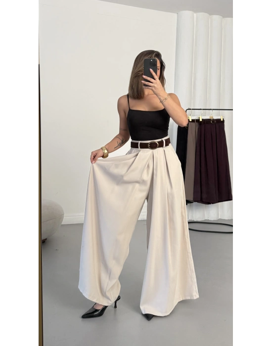 Jane Kemerli Pantolon - Bej