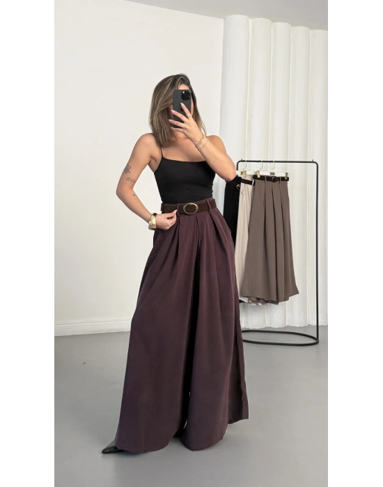 Jane Kemerli Pantolon - Bordo