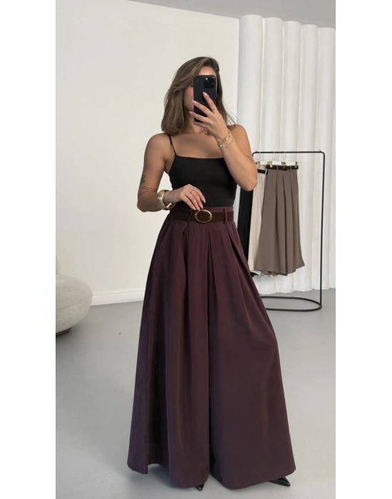 Jane Kemerli Pantolon - Bordo
