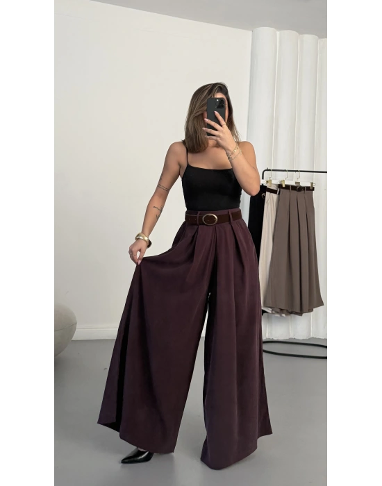 Jane Kemerli Pantolon - Bordo