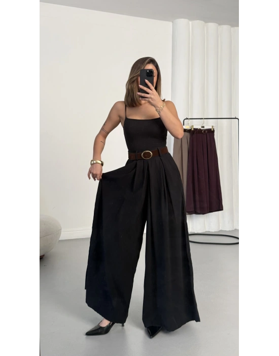 Jane Kemerli Pantolon - Siyah