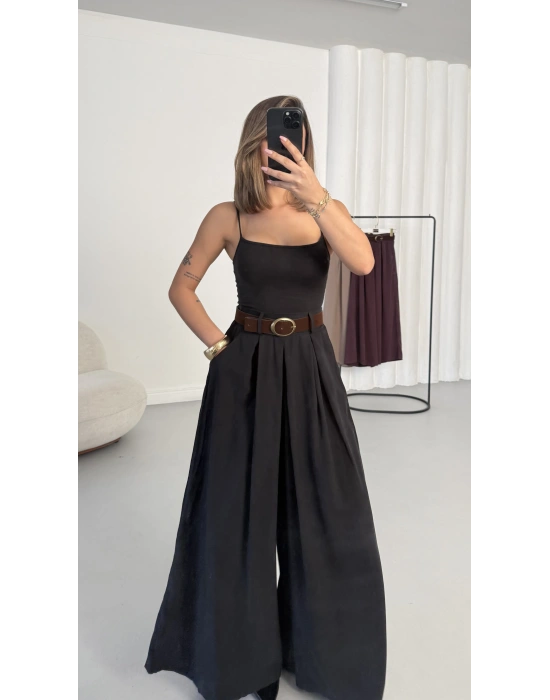 Jane Kemerli Pantolon - Siyah