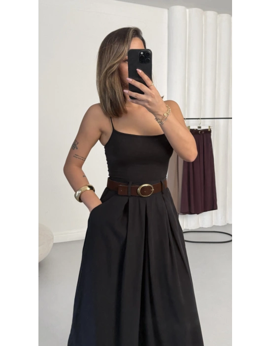 Jane Kemerli Pantolon - Siyah