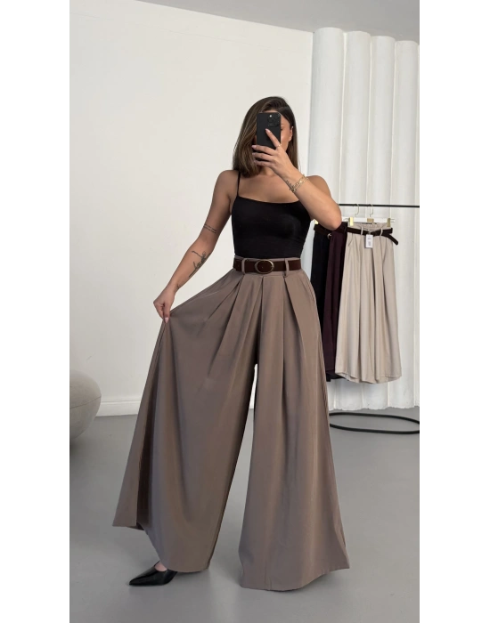 Jane Kemerli Pantolon - Vizon