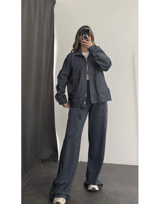 Janet Fermuarlı Ceket Takım - Antrasit