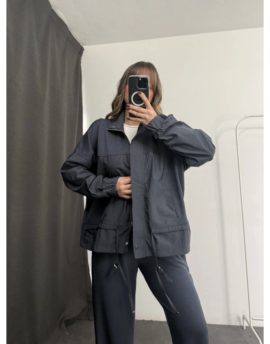 Janet Fermuarlı Ceket Takım - Antrasit