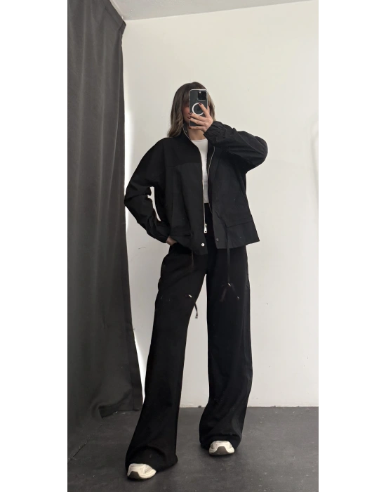 Janet Fermuarlı Ceket Takım - Siyah