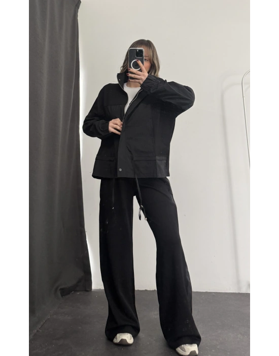 Janet Fermuarlı Ceket Takım - Siyah