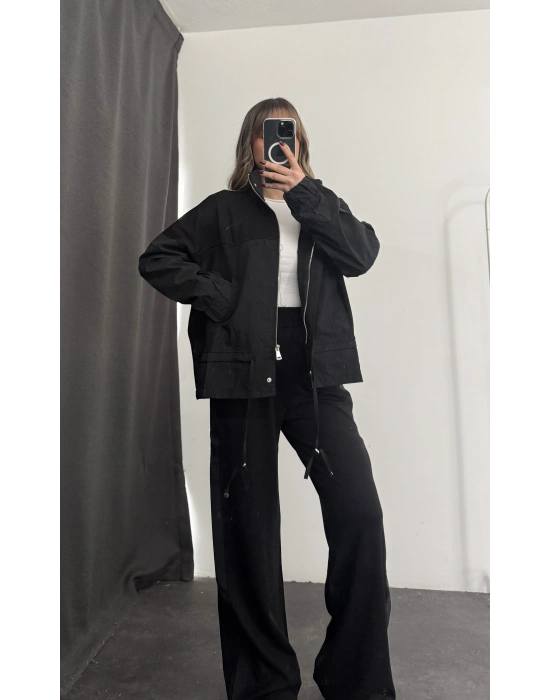 Janet Fermuarlı Ceket Takım - Siyah