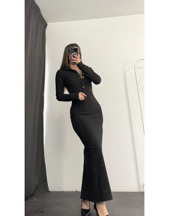 Jemma Çıtçıtlı Elbise - Siyah