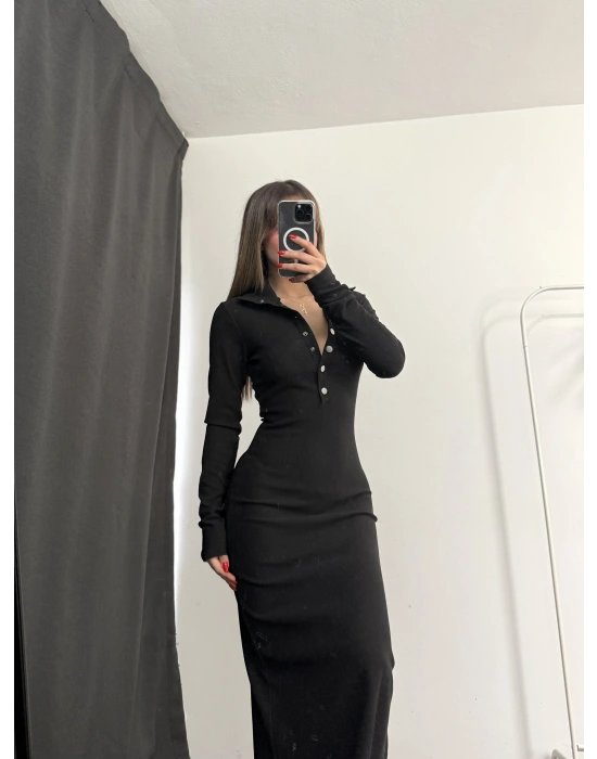 Jemma Çıtçıtlı Elbise - Siyah