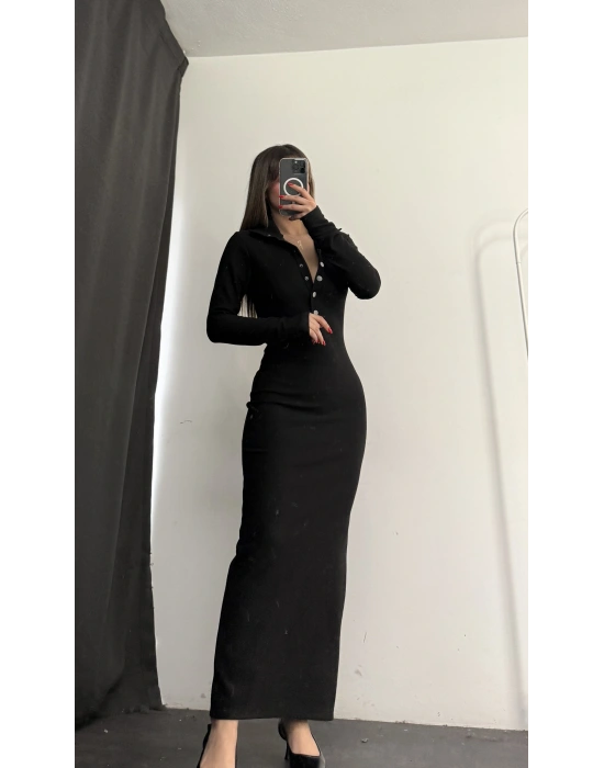 Jemma Çıtçıtlı Elbise - Siyah