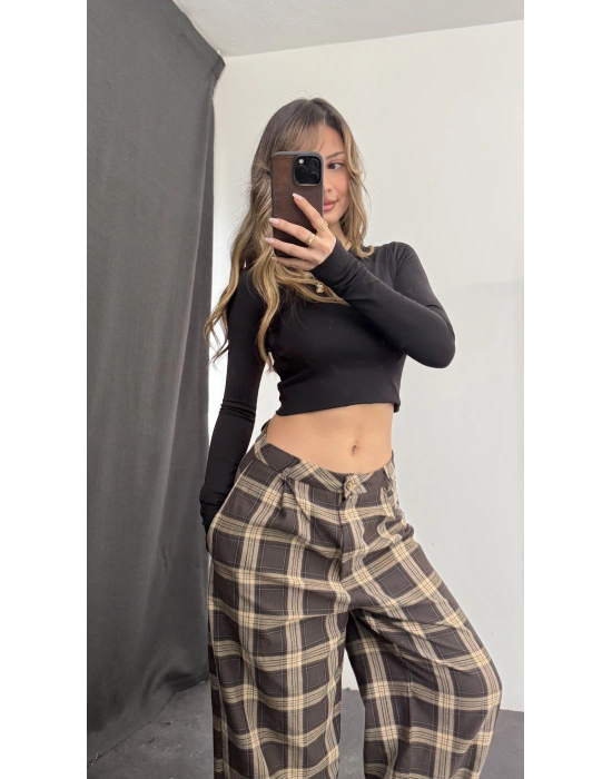 Jemmy Ekoseli Pantolon - Bej