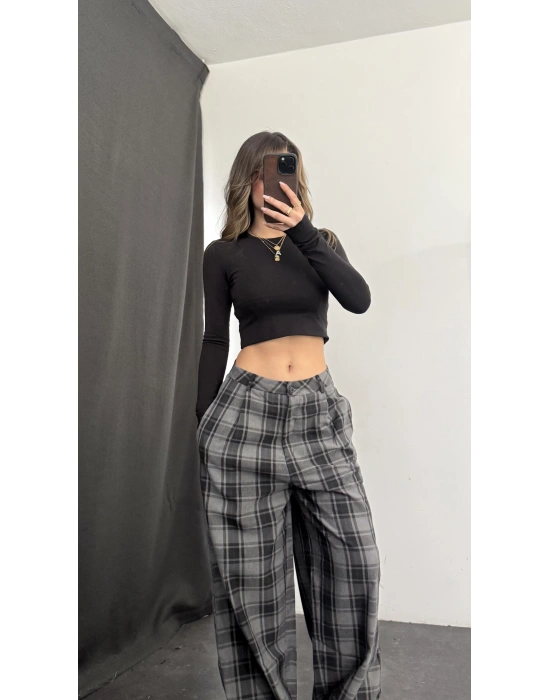 Jemmy Ekoseli Pantolon - Gri