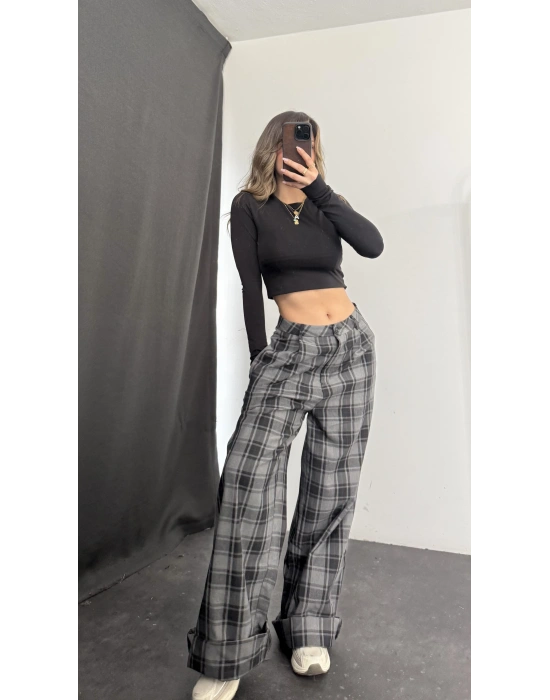 Jemmy Ekoseli Pantolon - Gri