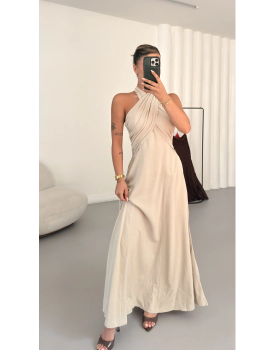 Jessica Salaş Elbise - Bej