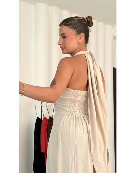 Jessica Salaş Elbise - Bej