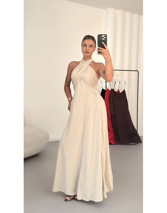 Jessica Salaş Elbise - Bej